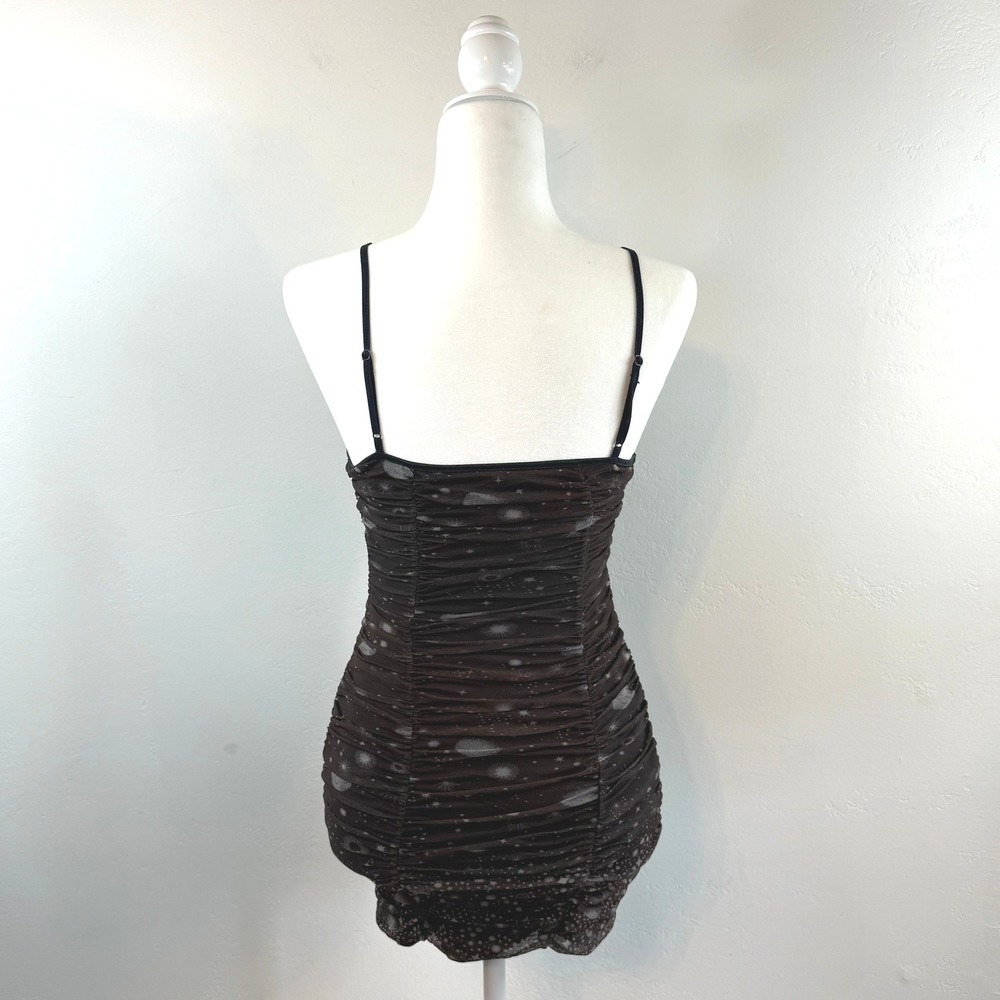 Urban Outfitters Tegan Celestial Mesh Bodycon Mini Dress Brown Whimsygoth XS - Picture 6 of 13